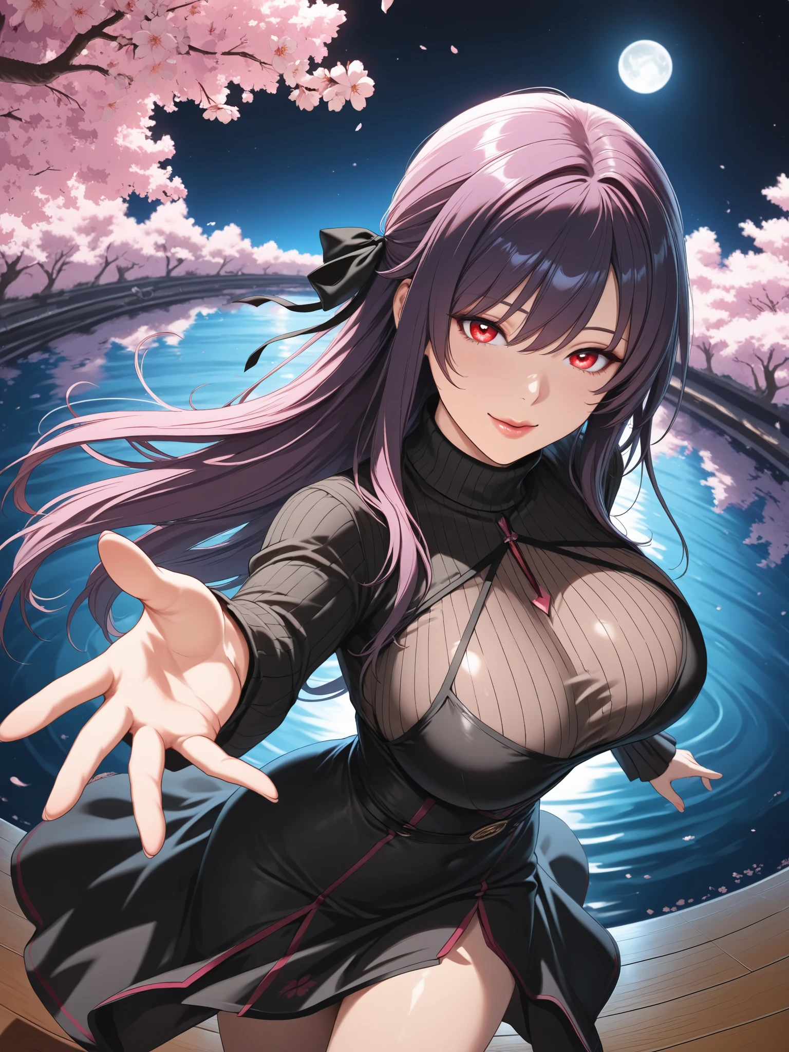 ((highly detailed)), nikke, pepper, perfect human hands, (great breast:1.1),masterpiece, best quality, ultra-detailed, glistening shiny, glowing light, ray tracing, HDR, deph of field, (perfect face, detailed face, detailed eyes,perfect hands,perfect fingeredium boobs:1.2),8k,HD,ultra realistic face,ray tracing,perfect lighting,best quality, ultra-detailed, shiny eyes, (looking at viewer, smile:1.1), ((1girl:1.2)),cowboy shot,thicc,streaked_hair,((blue gradient hair)),multicolored eyes, gradient eyes, (glowing eyes:1.5), mascara, (fashion make up), parted lips,blush,cameltoe,all fouriddle of japanese countryside,japanese bridge,over the bridge,fireworks,night,river,cherry trees,dark blue sky),((super detailed background)), dynamic poses, ((8k wallpaper)), (mature female), face up, naked
