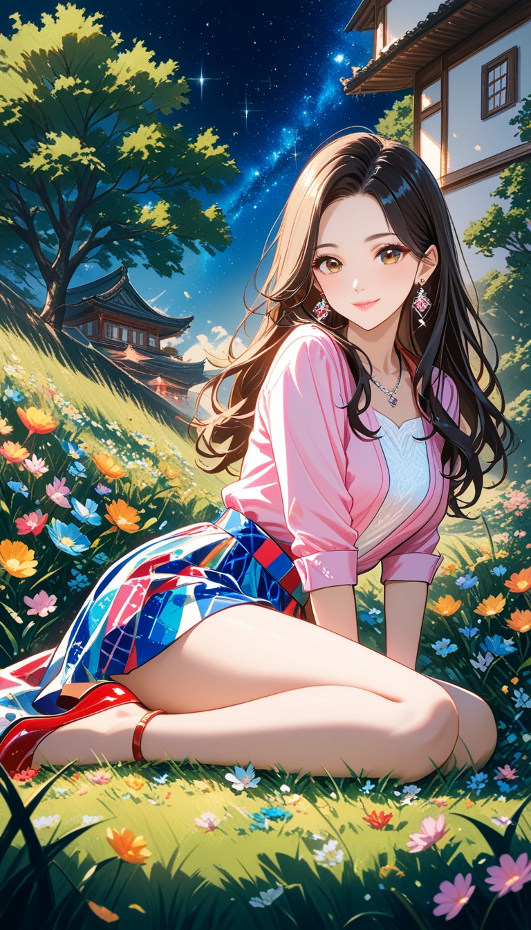 In a park with cherry blossoms in full bloom and cherry blossoms just starting to fall、A woman drinking alcohol while enjoying cherry blossom viewing, In a park rich in nature、plant, (((Masterpiece of sexy pose))), ((highest quality)), ((Complex)), ((Surreal)), Stupid reply, Mature Woman, Mature Woman, perspective, Very detailed, shape, Three Girls, ((Big Breasts)), Perfect hands, Finger details, Beautiful and beautiful eyes, short hair, Brown eyes, chief executive officer(chief executive officer(chief executive officer(CEO)), (suit:1.2), Open Office Shirt, Tight Skirt, Black Choker, Earrings, stockings, Detailed Background, Perfect Eyes, Captivating eyes, Looking at the audience, From above, I spread a plastic sheet under the cherry tree and sat cross-legged.., Blushing, Fun time with girlfriends、((Sexy panties in full view:1.0))、((Spread your legs wide:1.5))