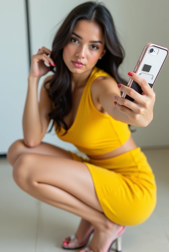 woman sitting on a couch with her legs crossed and holding a cell phone, crossed legs, sitting on the sofa, sitting on the couch, sitting on couch, sitting on a couch, relaxing on the couch, sitting on a sofa, on a couch, woman is sitting, sitting in a lounge, side portrait