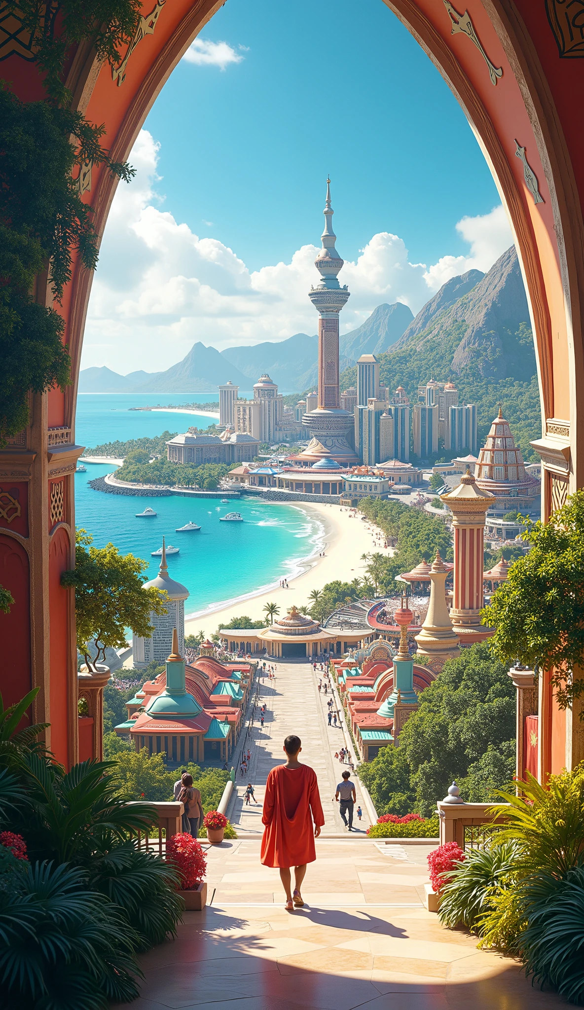  highdefinition images ,国際expo の大きな会場、 Mr.々What pavilions 、 background 、 colorful international pavilions 、  amazing on the beach  、 Exquisite architecture 、 Beautiful Building 、 expo  、 beautiful details 、 Official Art