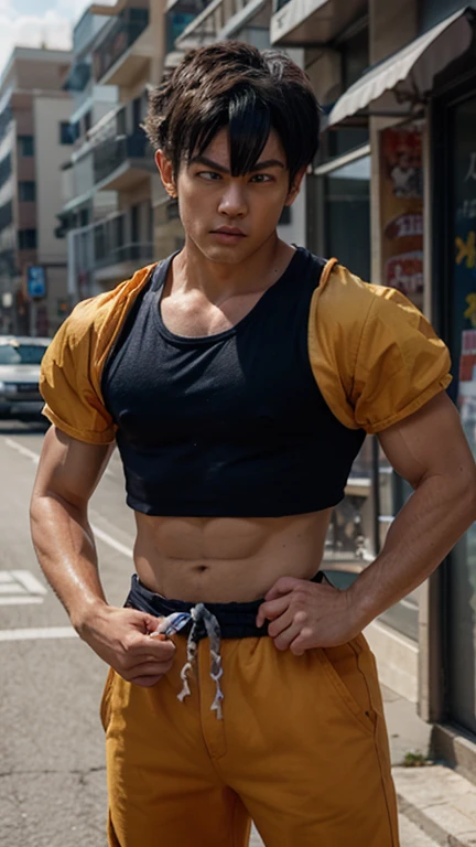 1 handsome Korean guy,25 years old,Handsome athletic guy studying physical education,Who is Shi Yu?, Li Yuanbin,, Kim Hyung Tae, Yin Shishan, Handsome, Korean athletic muscular man,Broad shoulders and narrow waist,A handsome guy wearing a red sports vest and red sweatpants,The neckline is slightly open, Form-fitting fabric contours the bust,in a remote warehouse,hands tied behind back。hands tied behind back,hands tied behind back,Masculine and handsome,High,Muscles look good,Hairy body wheat complexion,black eyes(thin eyes 1:3),whole body image
