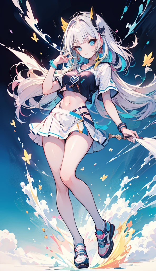 whole body、Facing forward、Large Breasts、Curved belly、Big Ass、Whitening、mini skirt、
