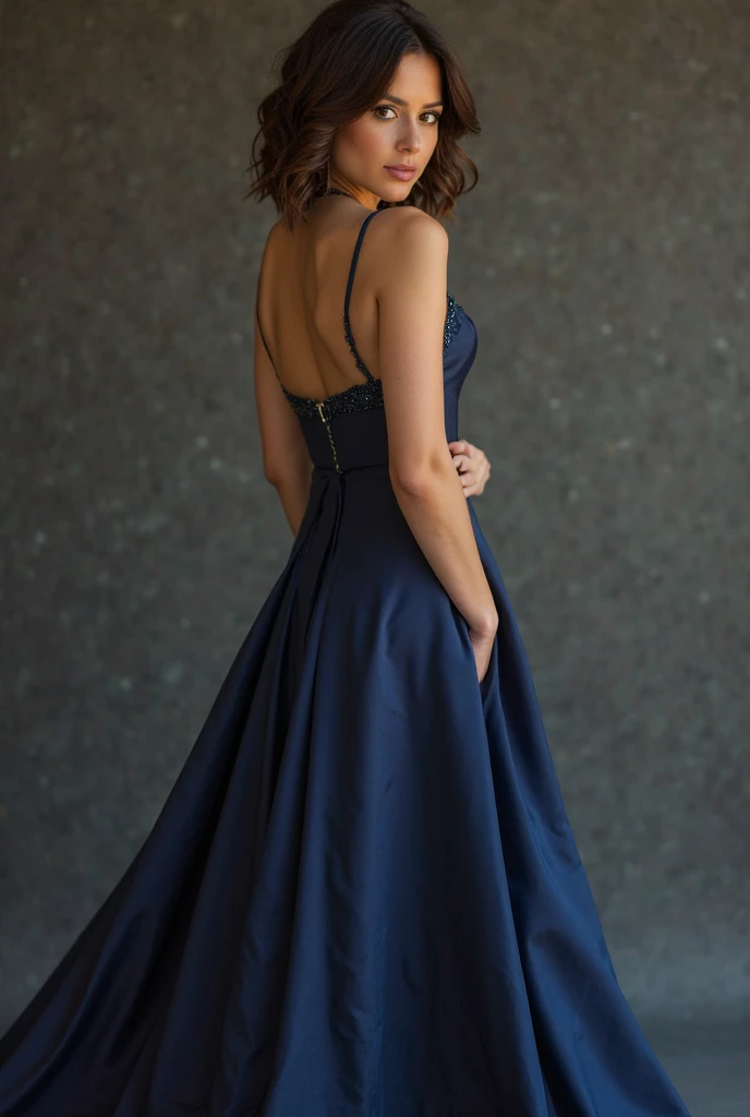 Short dancer dress, navy blue white and silver sketch, mannequin for civic parade landmark