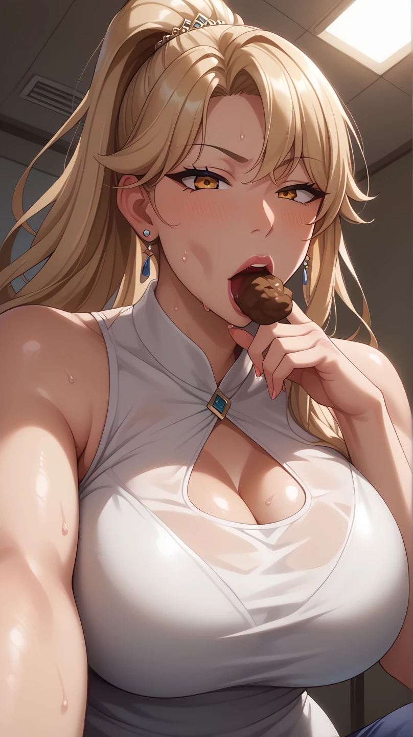 (hews art style:0.7), score_9, score_8_up, score_7_up, score_6_up, uncensored, asuna yuuki from sword art online,, orange hair, fold, braid, long hair, orange eyes, shiny skin, sweating, BREAK (masterpiece:1.2), best quality, high resolution, (detailed eyes:1.3), perfect lighting, (perfect hands, perfect anatomy), huge cock worshipping, licking, on face, belly, navel, cum in mouth, cum on tits, massive round breasts, cum drip, cum overflow, streaming to chest, drooling, saliva, oiled skin, looking up heart-shaped pupil, thick thighs, facial, cum on cock, hearts, sound effects, trembling, moaning face, large sweaty balls, enormous cock, cow-print bikini, cleavage, ,heart-shaped eyes, (african male, big black cock), hand of female head, lipstick marks on testicles, extreme deepthroat, throat bulge, mushrooms, penis bulge, bulge cheek, 