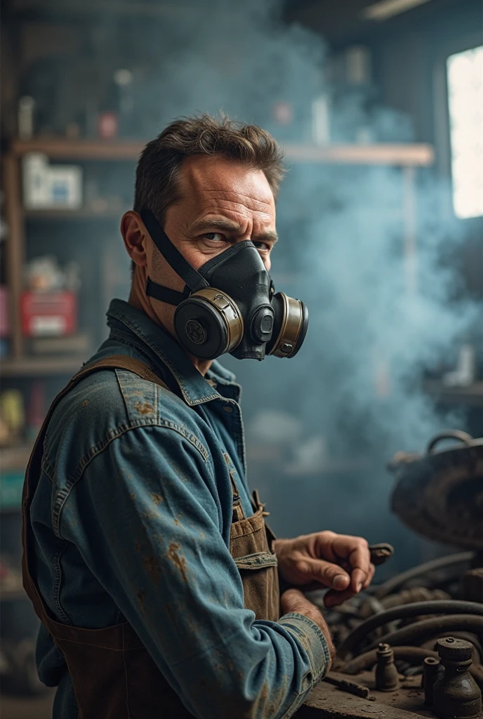 ((a man wearing a gas mask and suspenders, a character portrait, on analog style like film photography)), ((high quality:1.2, masterpiece:1.2)),high details, detailed and intricate, intricate details, high intricate details, absurd amount of details,((upper body:1.2)), portrait, Realism, Ambient Occlusion, Natural Lighting,Volumetric Lighting, Volumetric Light, Volumetric, <lora:ArgieFilm-04:0.5>