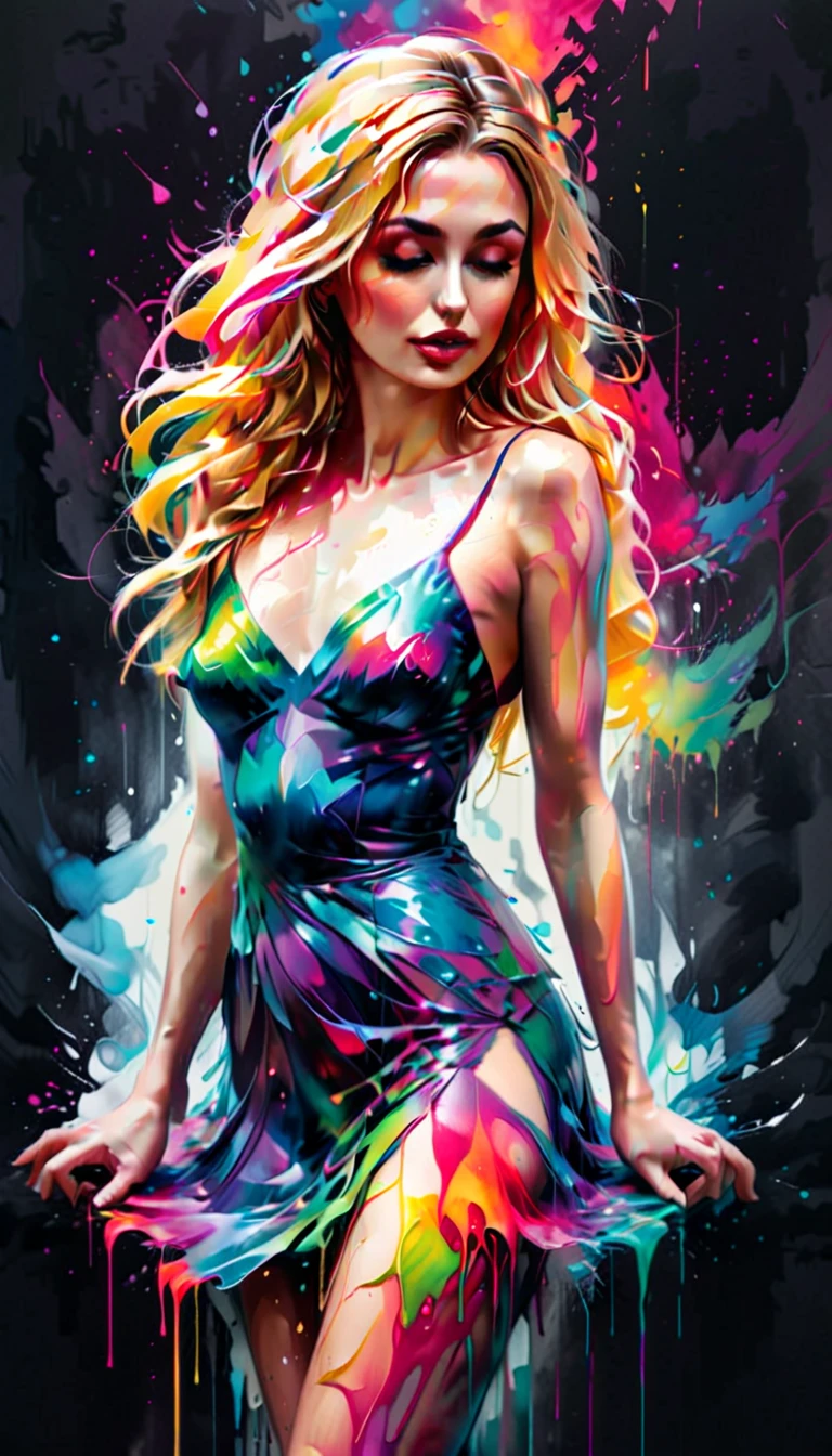 a colorful Palette Knife Oil Painting ,animated girl with pink and blue grass,in the style of over,high contrast,tropical baroque,bio-art,light violet,cornelia parker,uhd image,botanical impressions,, best quality, masterpiece, highres, absurdres, incredibly absurdres, huge filesize, wallpaper, colorful,8K,RAW photo, Beautiful detailed girl, (oil painting:1.5), (NSFW:1.2), 1girl laying, feature, pureerosface_v1, Ambilight, slender waist, (splash, brushwork:1.5),double exposure, fussion of fluid abstract art,(original illustration composition),( fusion of limited color, maximalism artstyle, geometric artstyle) Incorporate vibrant colors, dynamic brushstrokes, and intriguing textures to capture the essence of the subject's inner world, capturing a surrealist vision, Perfect centralization, Um caozinho bonito ruivo por toda parte, Usa uma jaqueta, Standing position, beleza abstrata, Centrado, looking at the camera, Facing the camera, nearing perfection, Dynamic, luar, altamente detalhado, pintura digital, art stations, Conceito-Arte, liso, sharp focus, 8k, high-definition resolution, illustration, arte de Carne Griffiths e Wadim Kashin, fundo futurista. ,holy light,gold foil,gold leaf art,glitter drawing, PerfectNwsjMajicMai