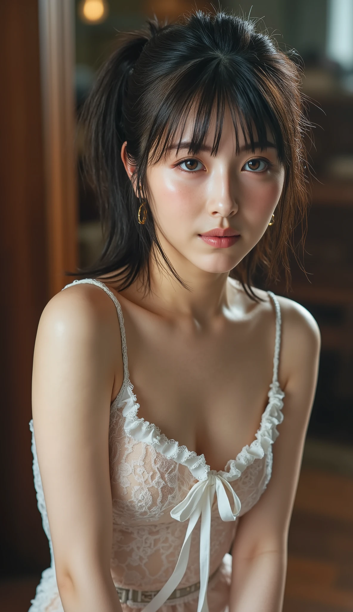 ((with transparent ruffles:1.9))、((She is wearing a micro bikini that looks naked:1.5))、((Twin Slave Girls Held by an Aristocrat:1.7)), so cute, , age 25,Twin Slaves Held in a Noble House, 双子のfemale達は魅力的で優雅なfemale、 Detailed Eyes and Skin 、Grey Hair Shiny Hair ,((Chain Color Like Slaves:1.7))、ribbon ties , Rose headdress , big black man holding a woman's feet and smiling at the camera, Squat while feeling , ( inside a cafe), professional lighting , break, (realistic, realistic:1.37), 8k, ( masterpiece), (best quality:1.4), ( Ultra Fine :1.2), (RAW photo:1.2), perfect anatomy, 4 fingers and thumbs , Highly Detailed Background , ( Unity 8k Wallpaper )、(( freckles、 Unmade Figures at Coal Mines))、イヤリング Ultra Fine , (realistic: 1.4), RAW photo, best quality, ( photorealisticistic), small , Soft light, (( Japanese)), (Front , Youngface))), ( is written in depth ), ( organza micro bikini), masterpiece, (photorealistic), female, bungs, full body picture、