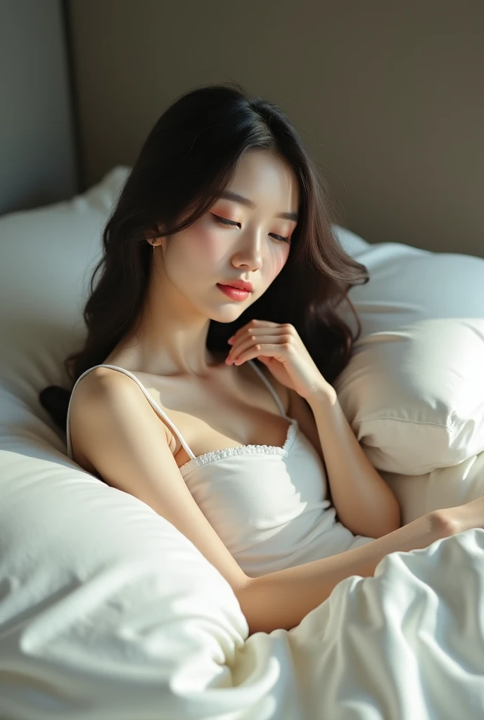gravure、Idol、Long Hair、Asian、Beauty、slender、bed、naked