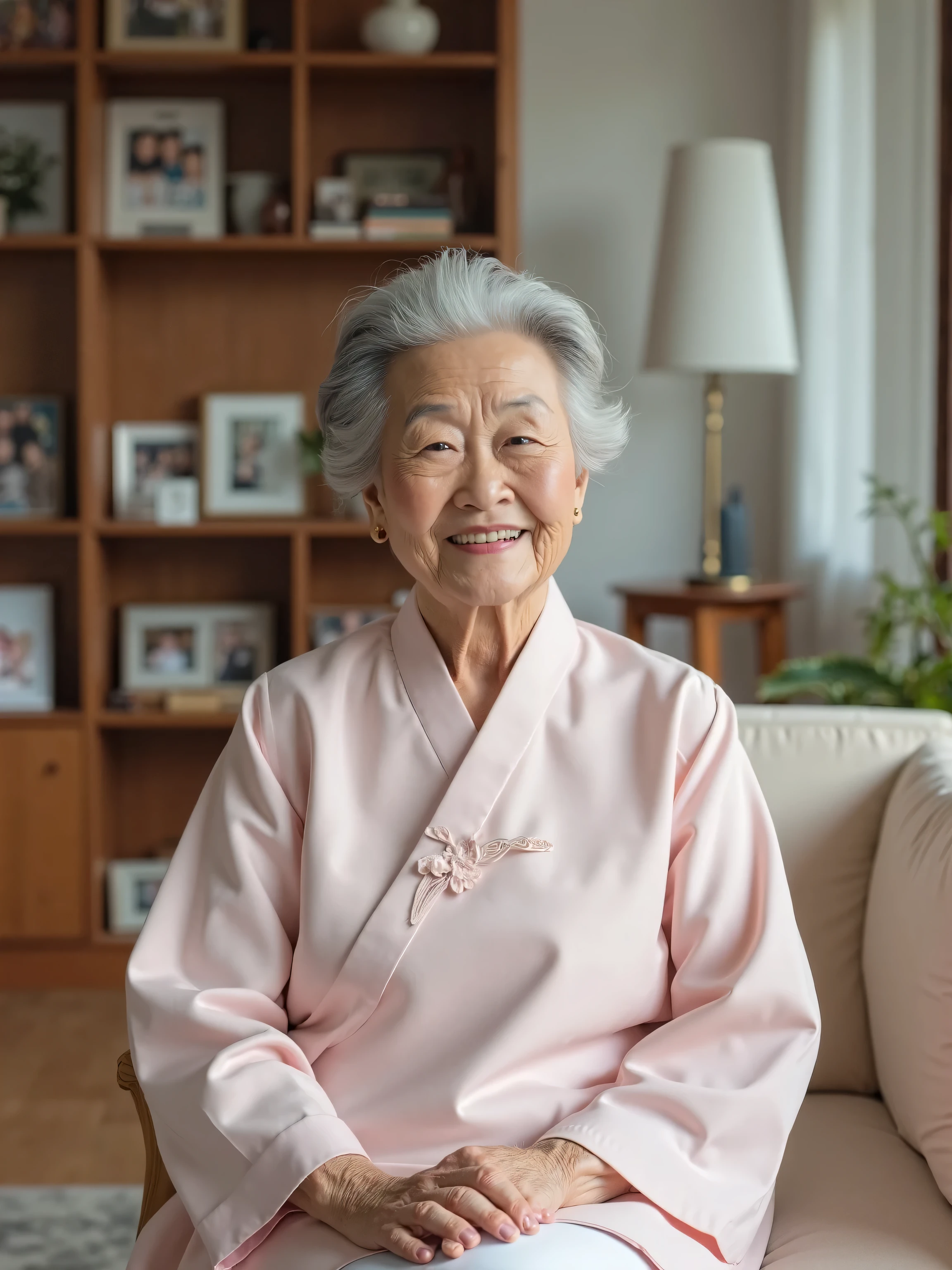realistic, Grandmother in her 80s, laugh,korea