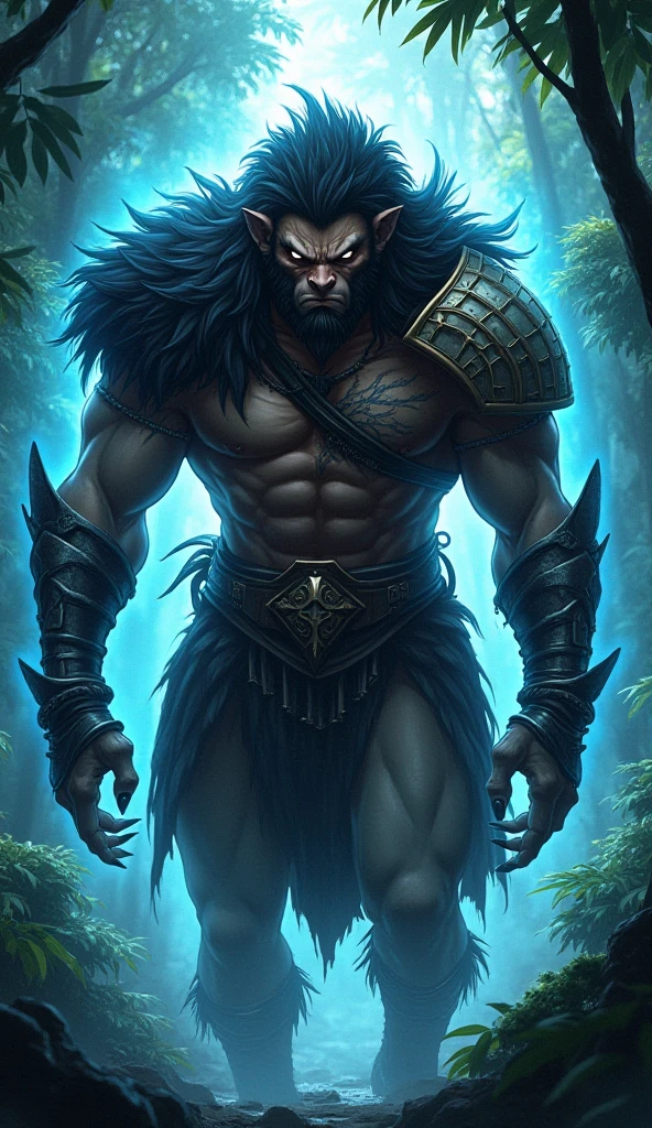 idle standing pose all-body muscular krampus, pleasure face, all-body