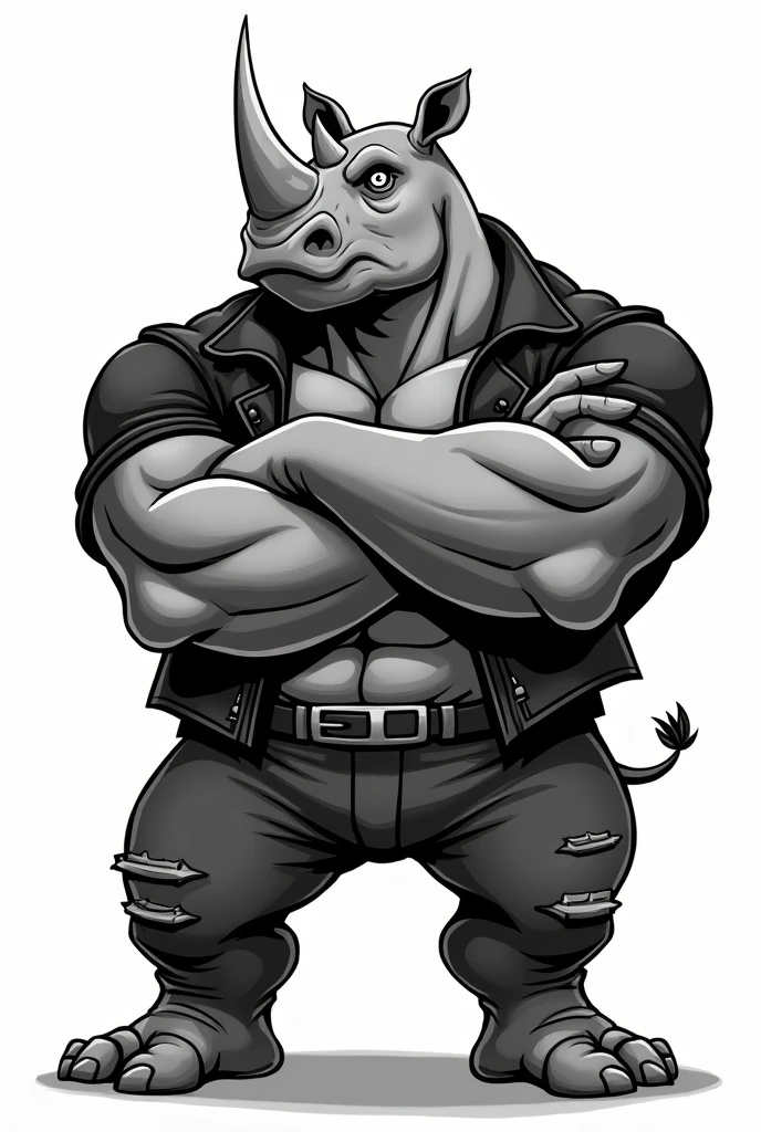 black and white comic style simple, humanoid strong pig in rave clothes, small japanese dragon tied up in a choker scared