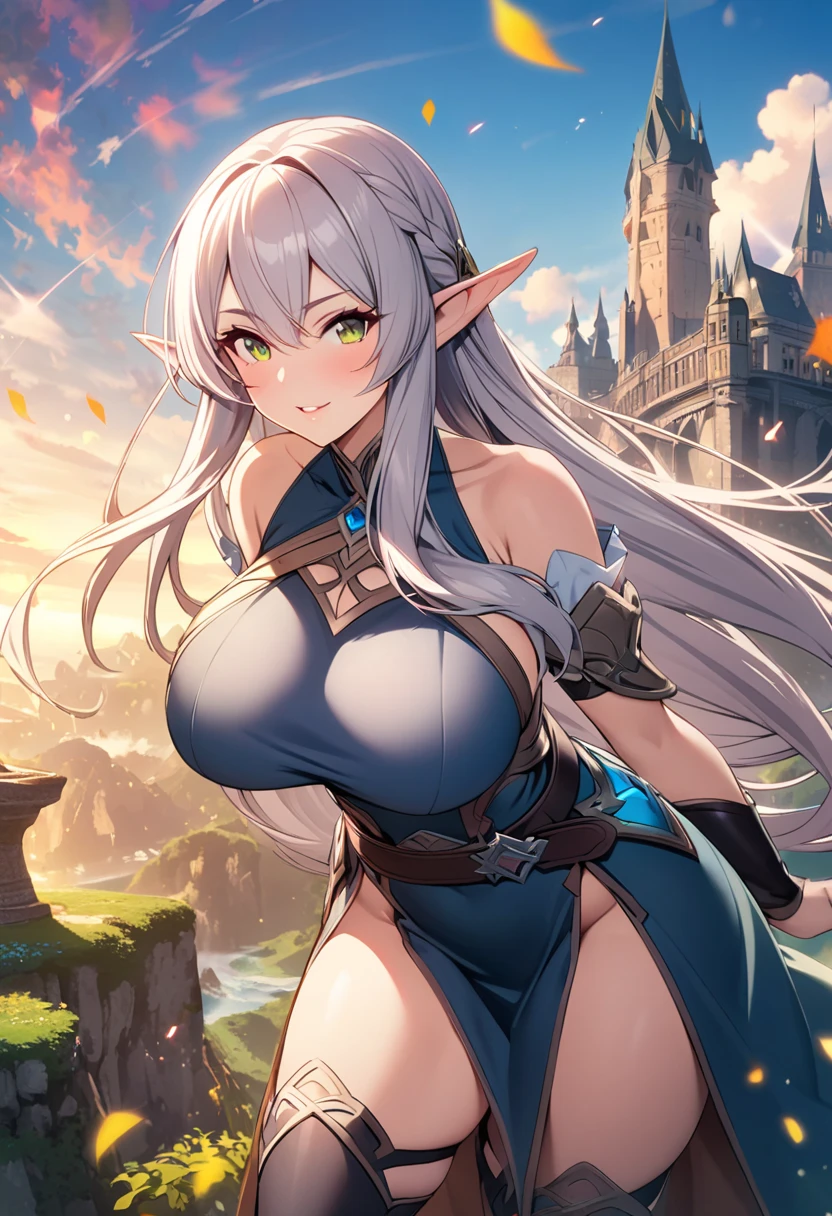 (mature woman: 1.5), (tiny adventurers: 1.4), (tiny villages of people on a cliff in front of a giantess breasts: 1.2), (erect nipples:1.2), (naked:1.2), (huge breasts:1.2), (a tiny village on a tiny hill in front of the breasts of a giantess: 1.2), a giantess looming over a tiny village on a tiny hill, (tiny adventurers: 1.1), (crowds of tiny villages on a tiny cliff in front of a girl: 1.1), (crowds of tiny villages on a cliff: 1.1), giantess girls in the background, simple background, (winter pastel sky background:1.3), giantess girls in the background, multiple girls, (giantess:1.1), cute dress, elfgirl, (foreshortening:1.3), (very tall girl:1.2), (giantess:1.2), all fours, pointy ears, (closeup breasts:1.3), hills, cliffs, mountains, (continent from sky view: 1.3), fantasy, (foreshortening:1.3), (tiny villages: 1.2), tiny capital castle towns, anime style 4 k, beautiful anime portrait, fall style, dream artgerm, beautiful anime girl, anime styled digital art, anime art wallpaper 4k, anime art wallpaper 4 k, digital anime art, extremely detailed artgerm, blushing, (cute elven beauty: 1.2)
