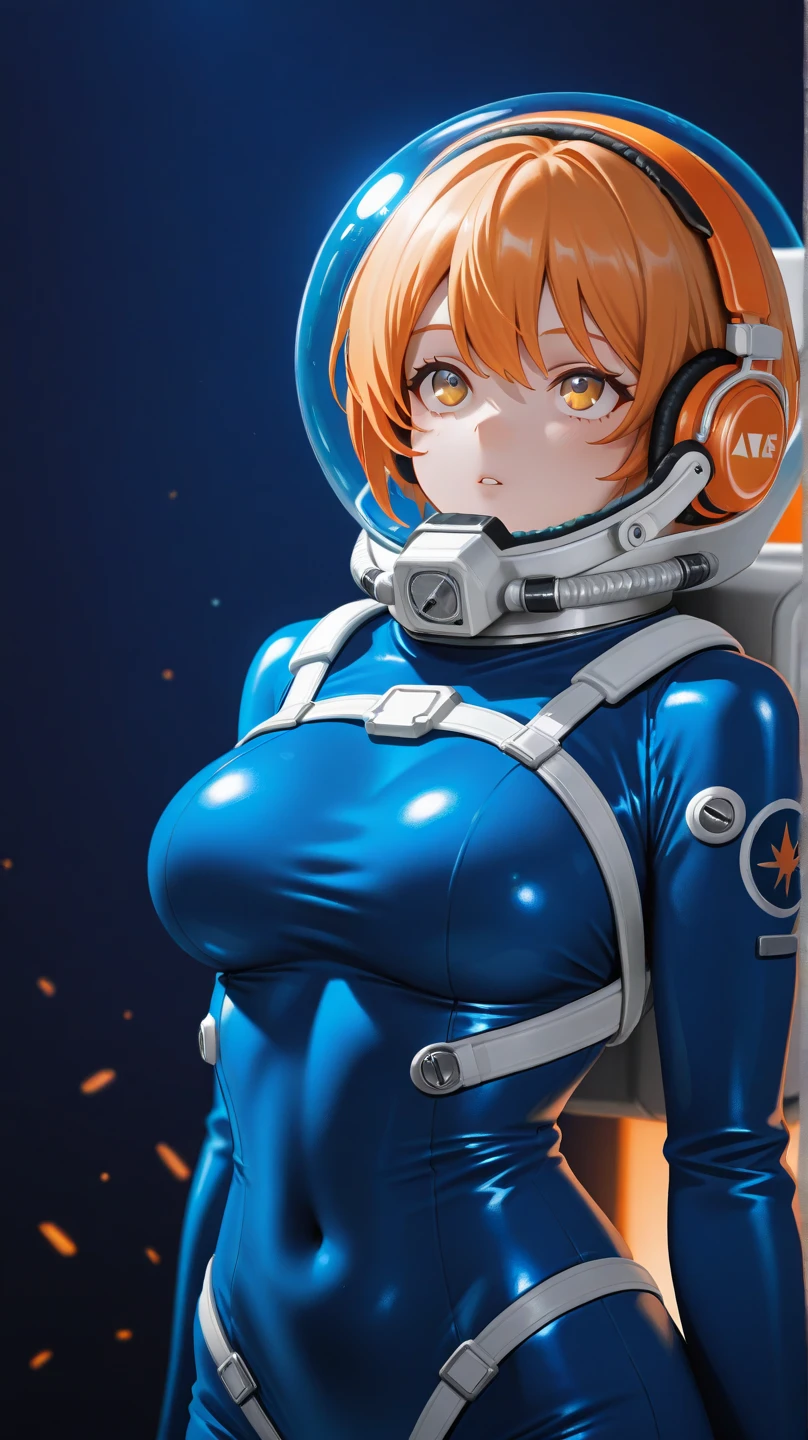 gorgeus voluptuous space scify astronaut girl with a bubble glass helmet in the head, wearing a big diaper, diapered, white and orange, deep green almond-shaped eyes, short blond hair, very small and tight micro bikini, perfect huge breasts, voluptuous wide hips, muscular thighs, muscular arms, sexy voluptuous belly, massive huge cameltoe, space, spaceship, UHD, retina, masterpiece, anatomically correct, textured skin, high details, award winning, best quality, 8k