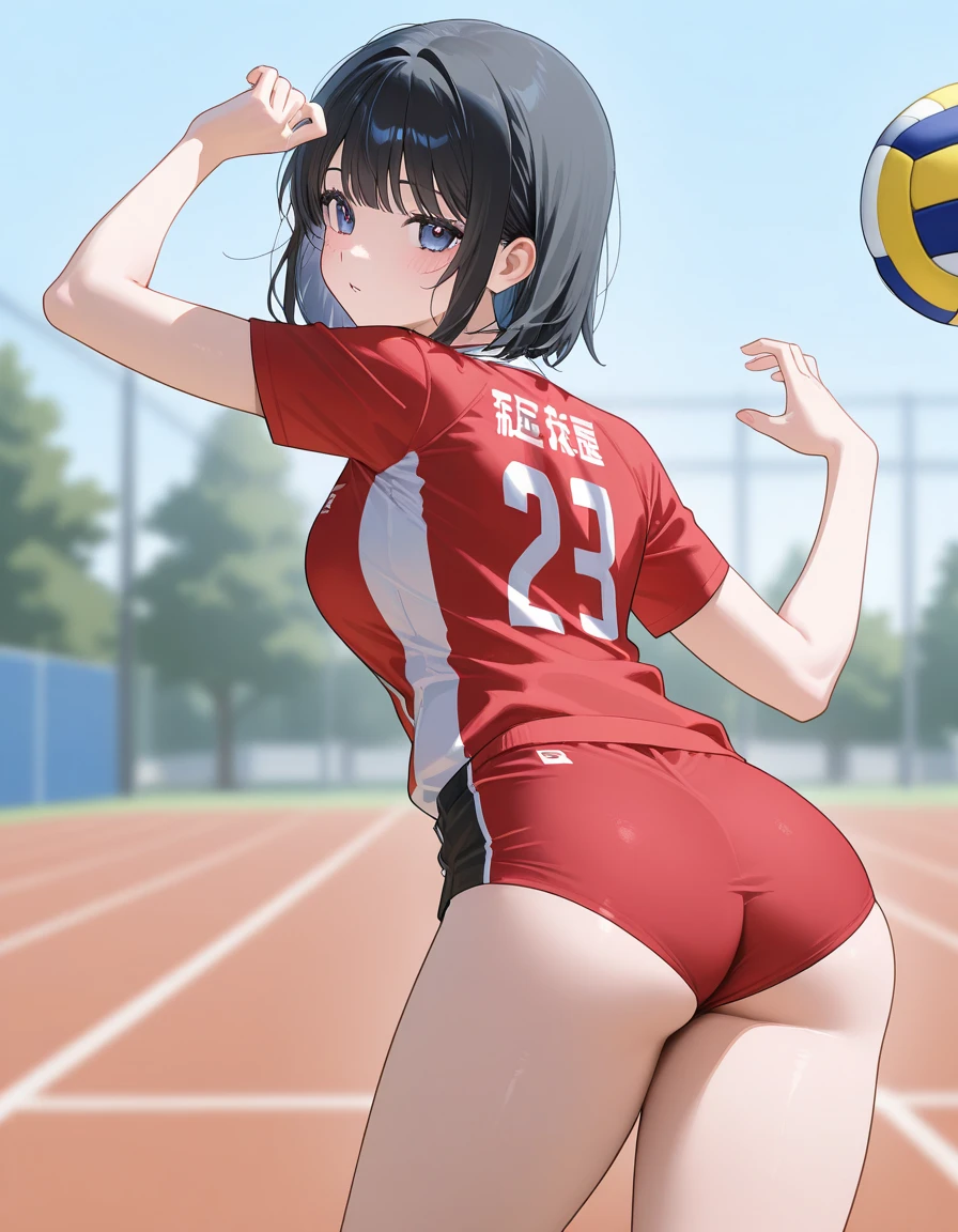 Highest quality、High resolution、Detailed Background、(Beautiful face in every detail:1.2)、Normal number of fingers、Anatomically correct、Teenage beauty、Detailed face、cute hair color、Sexy sportswear、Track and field athlete、Attractive ass、(Shooting from behind while running:1.5)、Dynamically expressing acceleration、smile、cute