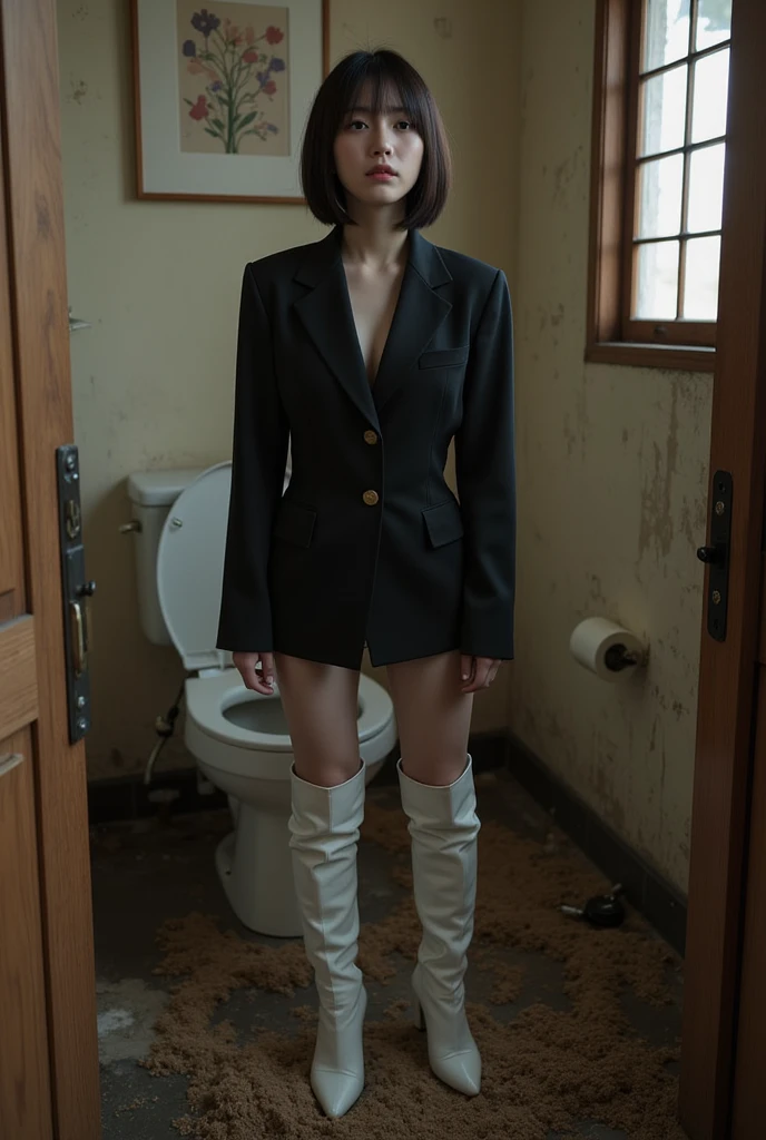 nsfw, (8K、RAW Photos、Highest quality、masterpiece:1.2)、(smile)、(Realistic、Realistic)、1 Girl、((bikini、Thin legs、whole body、boots、smile、View from the front、Looking into the camera、Stand with hands on hips))、