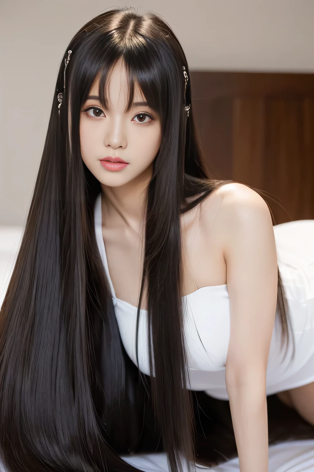 (1 Woman upper body shot) ((Lie on a suitable sofa, Show as much of your back and hair as possible:1.8)) (Reaches up to the kneeVery long hair highest quality Highest detail Reaches up to the knee、Very long hair that lasts forever:1.3 Flowing Hair 私ncredibly straight hair Very shiny そして thick hair Flowing Hair on both ends My hair is blowing in the strong wind long hair up to the knees:1.2 long hair up to the knees:1.2 Thick and shiny hair Very free hair Abnormally long hair!!!!! Beautiful silky hair Beautiful and shiny hair Beautiful and shiny hair Beautiful silky hair Hair that grows to the knees Very very, Very long hair!!!!! Very very, Very long hair!!!!!) (highest quality The best ultra-fine Reaches up to the knee Get used to it Very long hair that lasts forever Flowing Hair Her hair is gently permed Very shiny そして thick hair Flowing Hair on both ends long hair up to the knees:1.2 long hair up to the knees:1.2 Thick and shiny hair Very free hair Abnormally long hair!!!!! Beautiful silky hair Super long hair down to the knees Beautiful and shiny hair Beautiful and shiny hair Beautiful silky hair Hair that grows to the knees Very very, Very long hair!!!!! Very very, Very long hair!!!!!) (Her bangs are perfect.:1.3) (Pure white wall background:1.8 Pure White Sofa) (Japan's most sexy and beautiful 24-year-old beauty model) (She looks at the viewer with a very seductive expression...) ((highest quality)), ((masterpiece)), (Familiar) (Get used to it) Perfect Face (Her skin is a typical Japanese skin color.. And very detailed) (Big Breasts:1.3) (She is wearing a shiny white camisole.) (She has a beautiful face and a typical Japanese figure...., Narrow eyes) (She has perfect 美しい and sexy makeup and face Lipstick is light red A solid eyeliner) ((Rich 1.4)) (Extremely detailed 8K) (Ultra-fine skin texture 1.4) (Actual, Vibrant:1.4), double eyelid Sharp focus:1.2、Beautiful woman:1.4 Dynamic Lighting (Genuine RAW photos taken by professional photographers) Professional Hair Shine. (She has a bright and cheerful face) (Her face is slim and dignified.., length, Narrow eyes..々Nice face) (Her hair color is light brown)