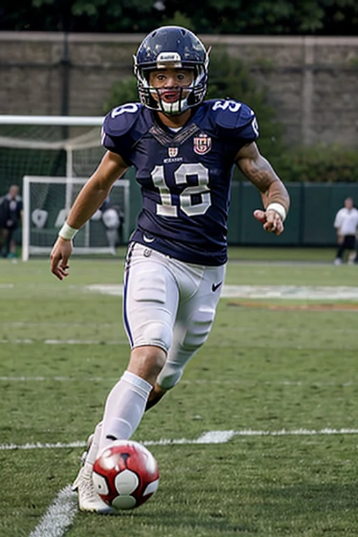 Football player with erect penis