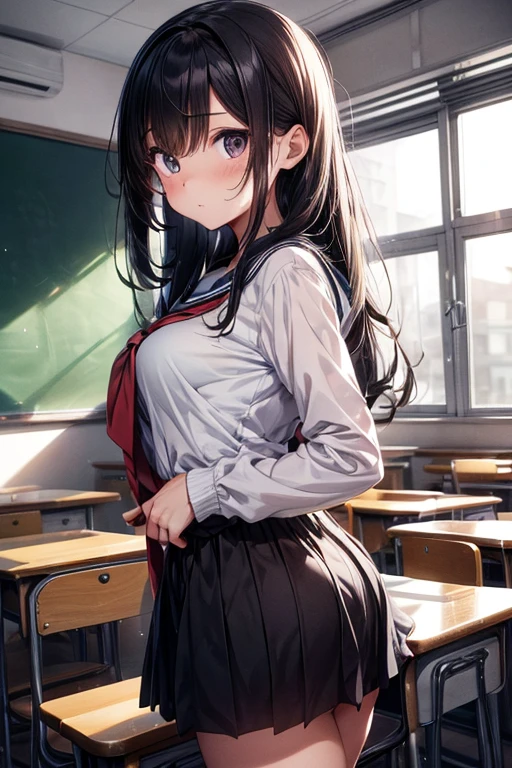 masutepiece、masterpiece、top-quality、ultra-detailliert、hight resolution、hight resolution、8K Portrait、Unity 8k壁紙のhigh-detailCG、Unity 8k壁纸、Cute little:1.5、:1.5、Highly detailed CG Unity 8k wallpaper、逼真、realperson、Cute little、 Portrait photos、shinny skin、high-detail、(sixt)、(女の子1人)、Beautiful cleayes、Ultra-fine depiction、delicated face、Lovely lips、skinny body、Big breasts thin waist、Thool classrooms:1.6)、 1girl in, Cute, Perfect face, Seriously, (blush:1.5), Big breasts,((School Uniforms:1.2)) lift:1.5))), (((Nipples))), Detailed description vagina,Show vpread legs,spreading pussy,((cum inas:1.5))