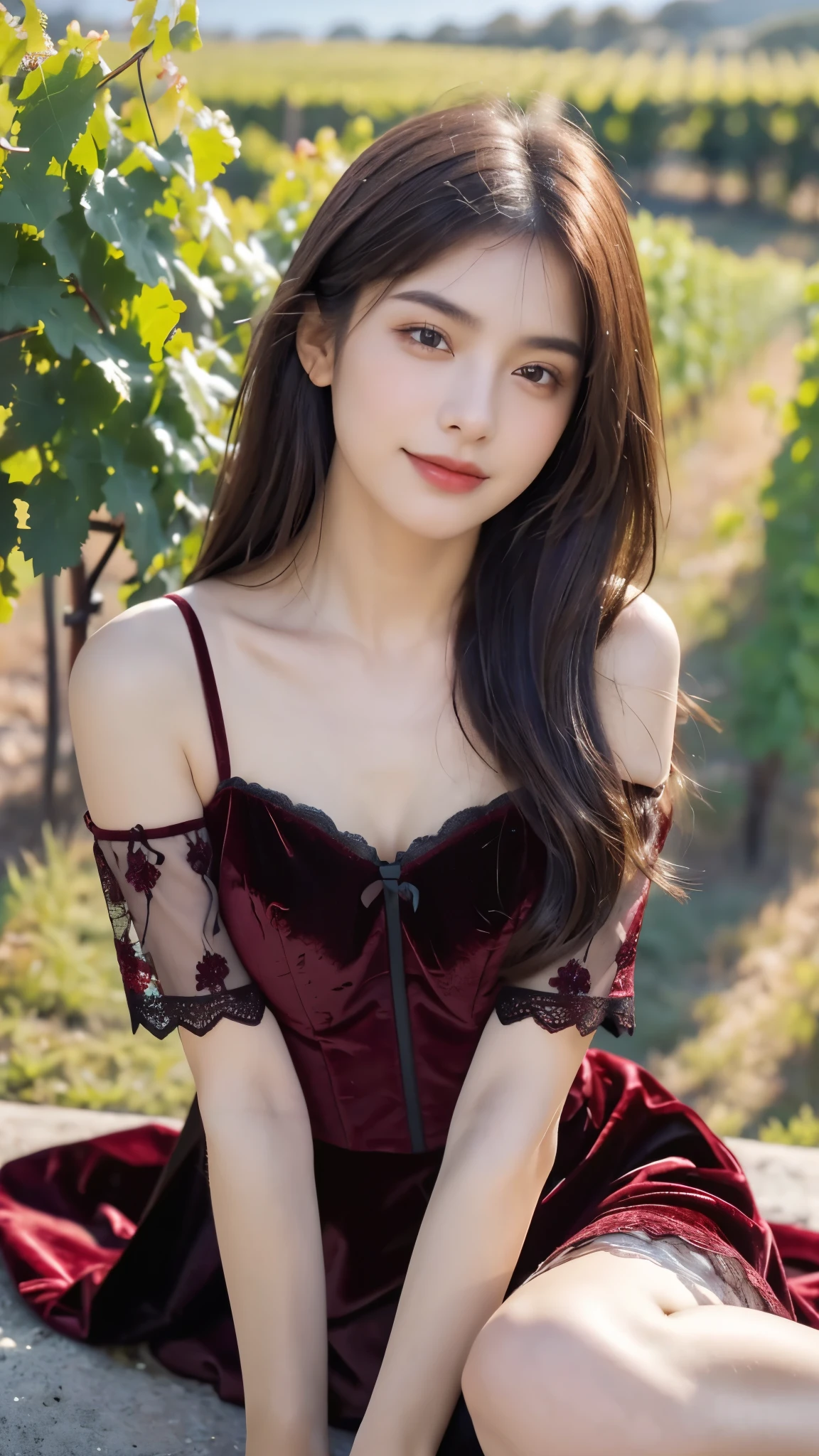 short,camisole,fashi-girl, liuyifei,(best quality,4k,8k,highres,masterpiece:1.2),ultra-detailed,realistic:1.37,portrait,beautiful girl,youthful female model,sweet girl,masterpiece,extremely detailed description,super fine painting,exquisite face,slim figure,long legs,smile,radiant smile, Sitting on the bench of the gazebo, autumn, autumn wind and leaves
