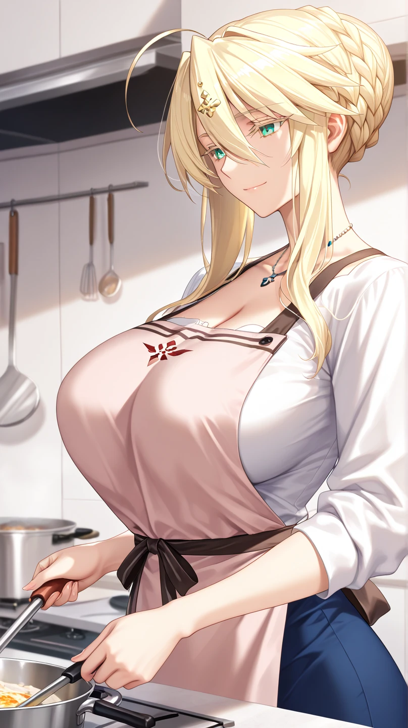 ((best quality)), ((chef-d'artwork)), (detailed), 1 femme, mince, gros seins, compressed, robe blanche, wet, laisse transparaitre des formes, half unbuttoned dress, grosses fesses, anches larges