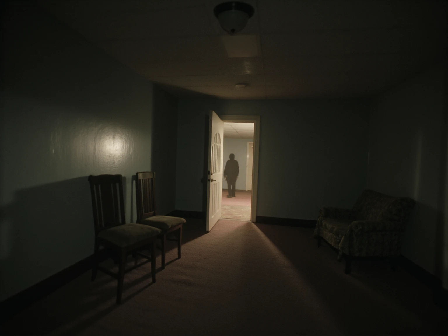 a lit up living room, nightmare 