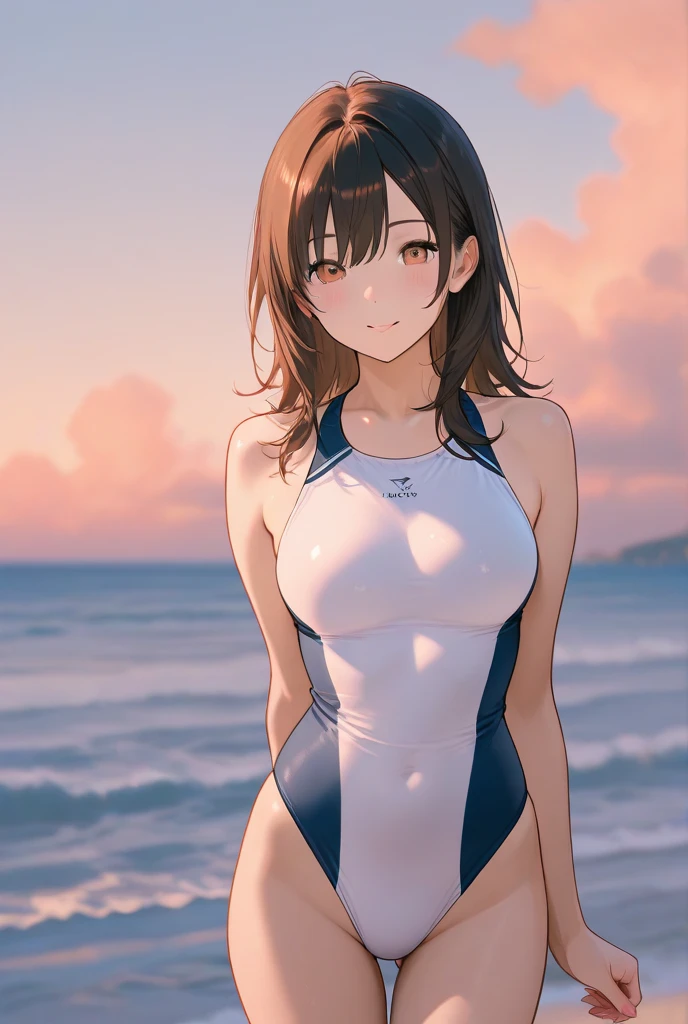 White swimsuit、Ocean、high quality、4K、Dolphin、swimming