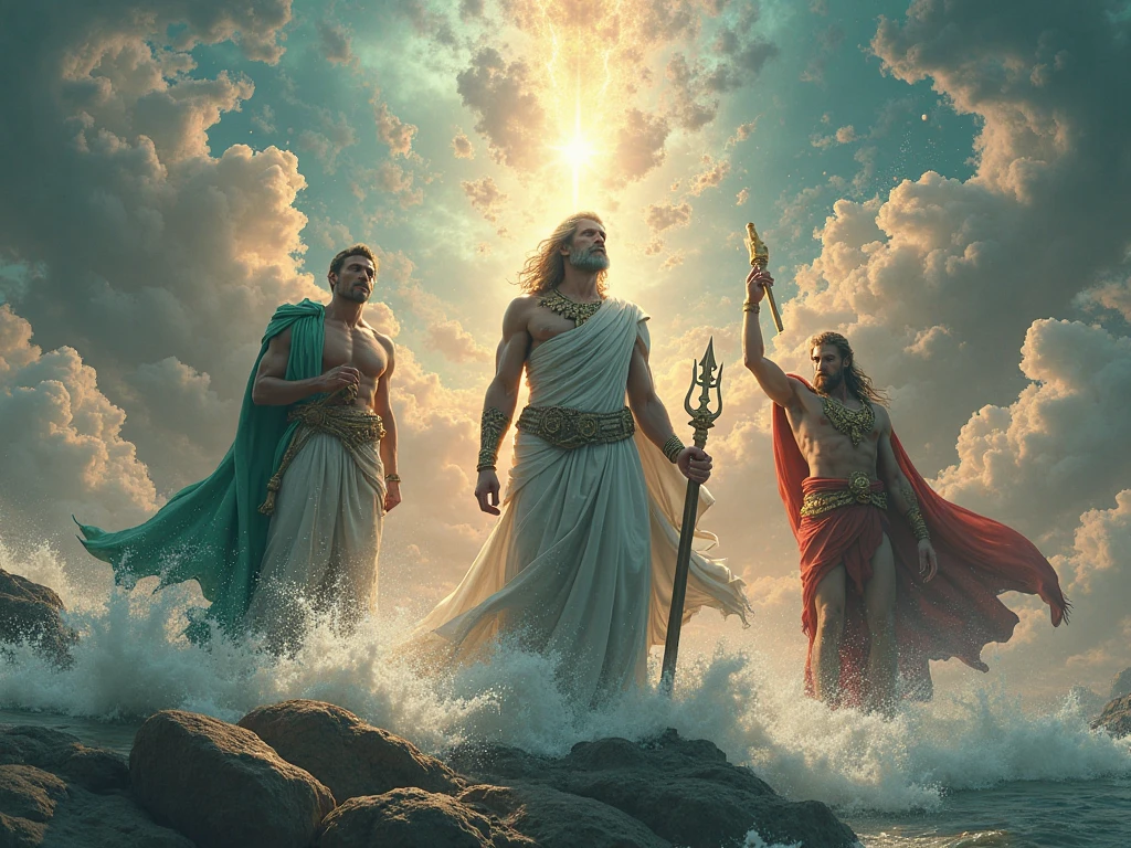 A shirtless body builder king with hair on his shoulder standing on the deck of a ship wearing white, with his sword in the air, in back ground 4 slave blonde white tall almost naked girls standing obediently beside the king with big breasts coming out from their long sleeveless pink and green shirts covering slightly their vaginas and beautiful hips , looking at him, thunder touches the sword while lightening.all facing towards front side.