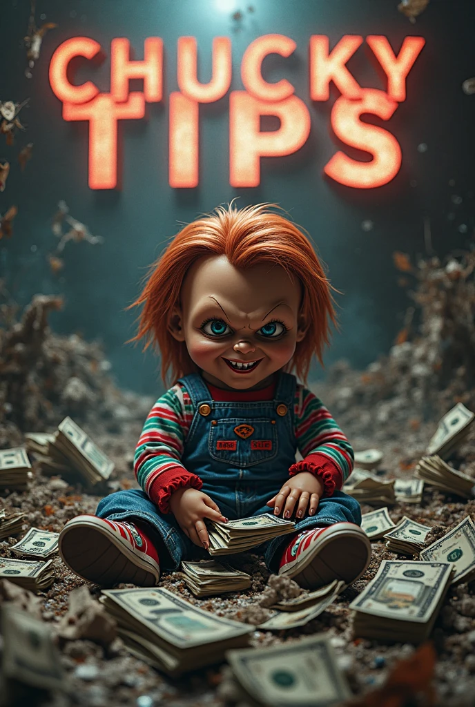 Chucky doll with money