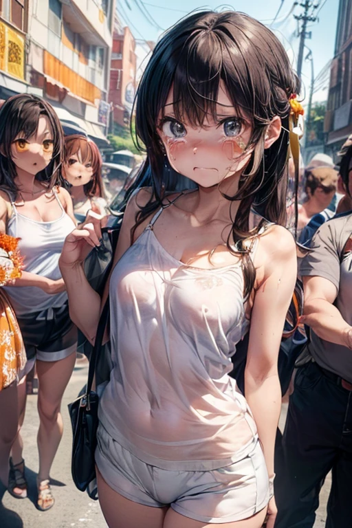 ((Highest quality, 16K, masterpiece: 1.3)), ((Small Chest、10 year old girl:1.5、Small Head)), Beautiful Woman with perfection Figure: 1.4, Slim abs: 1.2, ((Beautiful glossy brown hair)), ((small: 1.4)), ((K-POPアイドル: 1.3)), ((Twin tails))、((stop temporarily)), ((Fascinating)), ((Pink small beautiful nipples)), (((excessive cum on body)))、(((((frontage)))))、(((Spread your legs)))、(((Split))), ((festival))、Ultra-realistic 16K cg, perfection Face, perfection, Clean Solo, (blush: 0.5),masterpiece, Professional artwork, Famous works of art, Smile gently, A big smile, Beautiful Eyes, ruddy skin, Perfection fingers, Beautiful Hands, Depth of written boundary, Realistic: 1.3, (Cinematic composition: 1.3), (HDR: 0.1), Accent lighting, naked, athletic body shape, Legs apart, Raising his leg, double eyelid, eye contact, Nipples, whole body:1.5、(((vaginale,sex:1.8)))、(((lying、man touch clitoris、grabbing another man’s breast:1.8、Lots of naked men:1.8、Super intense orgy:1.8)))。