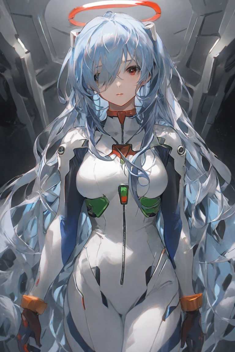 (tmasterpiece, quality, Best quality at best, offcial art, Beautiful and beautiful:1.2)Lea Yabo, ayanami rei, Blue hair, long whitr hair，tightsuit，sexyposture