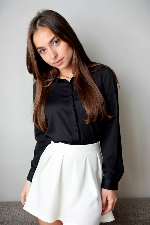 Woman in mini evening skirt