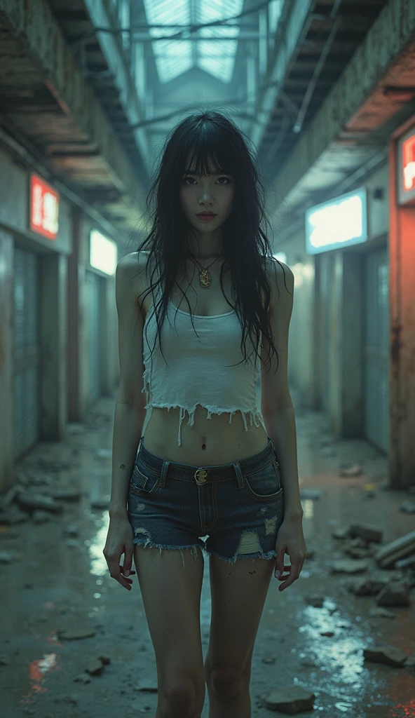 abandoned toilet，Garbage all over the ground，There is a group of fat, greasy and filthy middle-aged men，was watching an 18-year-old girl randomly naked，Slim legs，Very beautiful slender legs，very beautiful body，Very nice hands，This girl is an exhibitionist，The girl randomly exposed her genitals