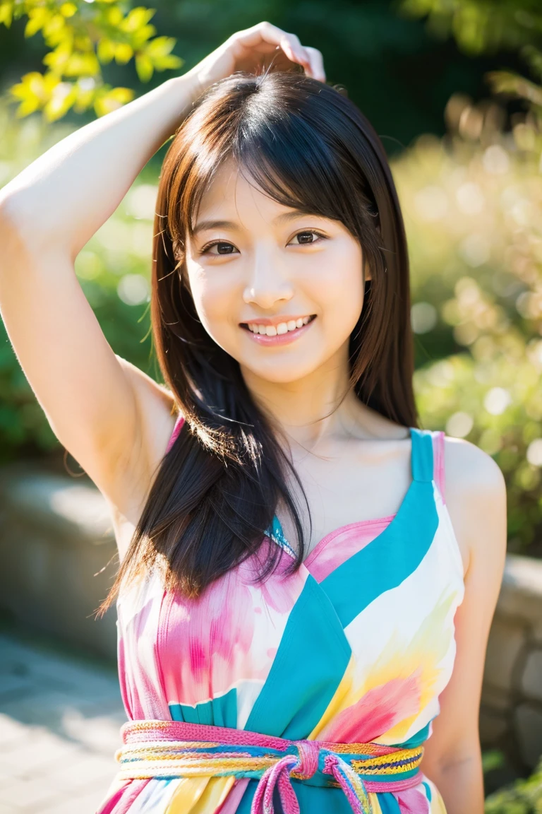 (8k, Top quality, Masterpiece:1.2), (Realistic, photo-realistic:1.37), Super detailed, perfect anatomy, cute, small eye, 18 years old, Japanese, girl, BBQ, laugh,