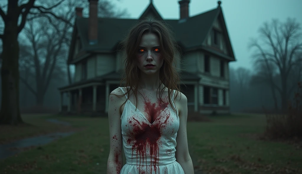 ((best quality)), ((masterpiece)), (detailed), goth, graveyard, girl, cute, bright red hair, dark ,haunted theme, blood moon,