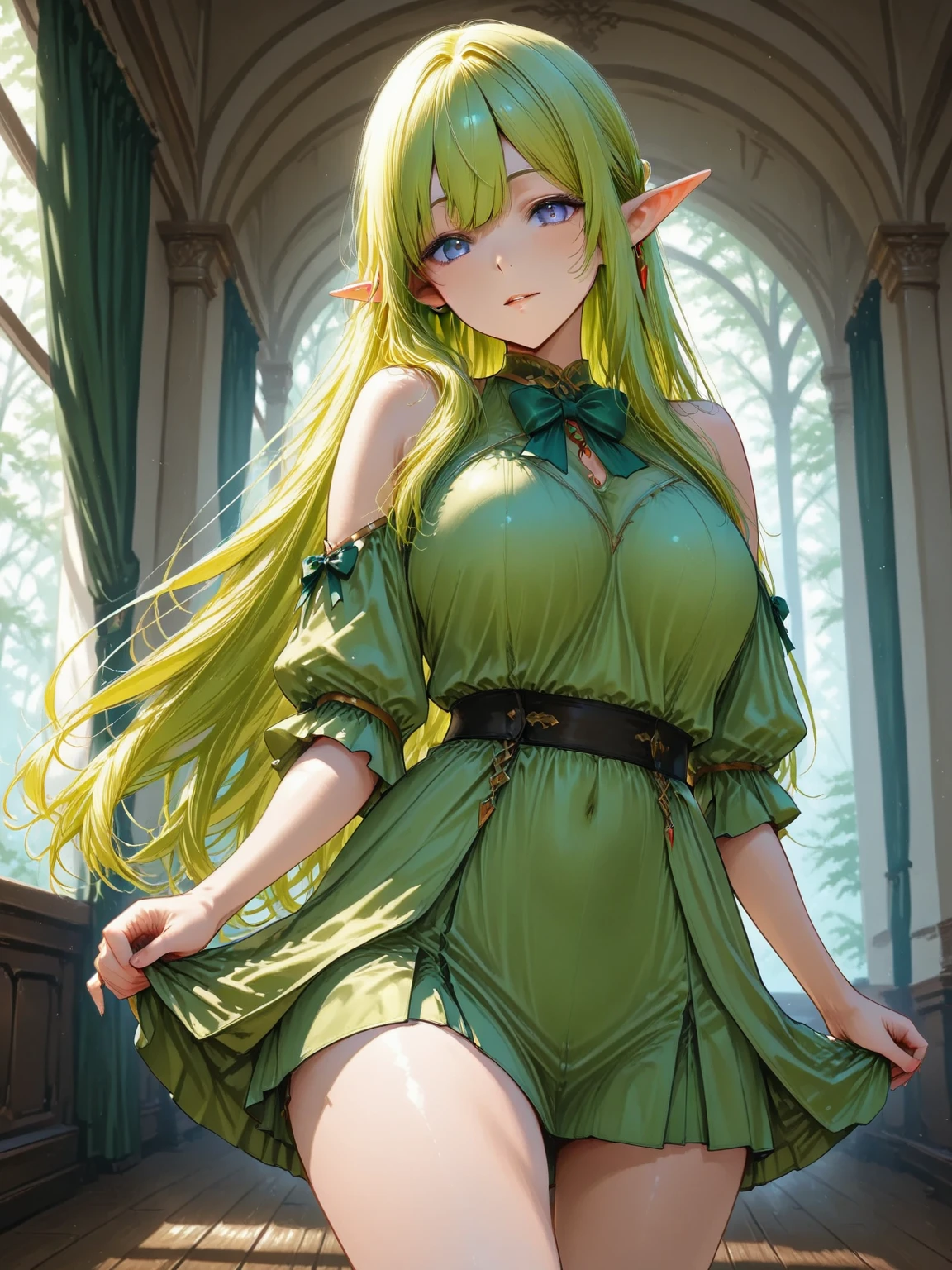 um close de uma mulher com cabelo verde e vestido preto, artegerm e Rossdraws, estilo artegerm, artegerm extremamente detalhado, artegerm lau, personagem dnd de garota goblin, in the estilo artegerm, estilo artegerm, Krenz Cushart e Artegerm, modelo uniforme | artegerm, inspirado em rossdraws