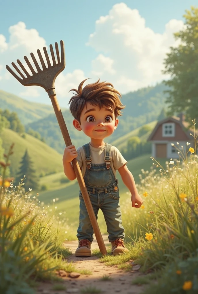 Draw me a picture , chubby boy with 24k gold shovel