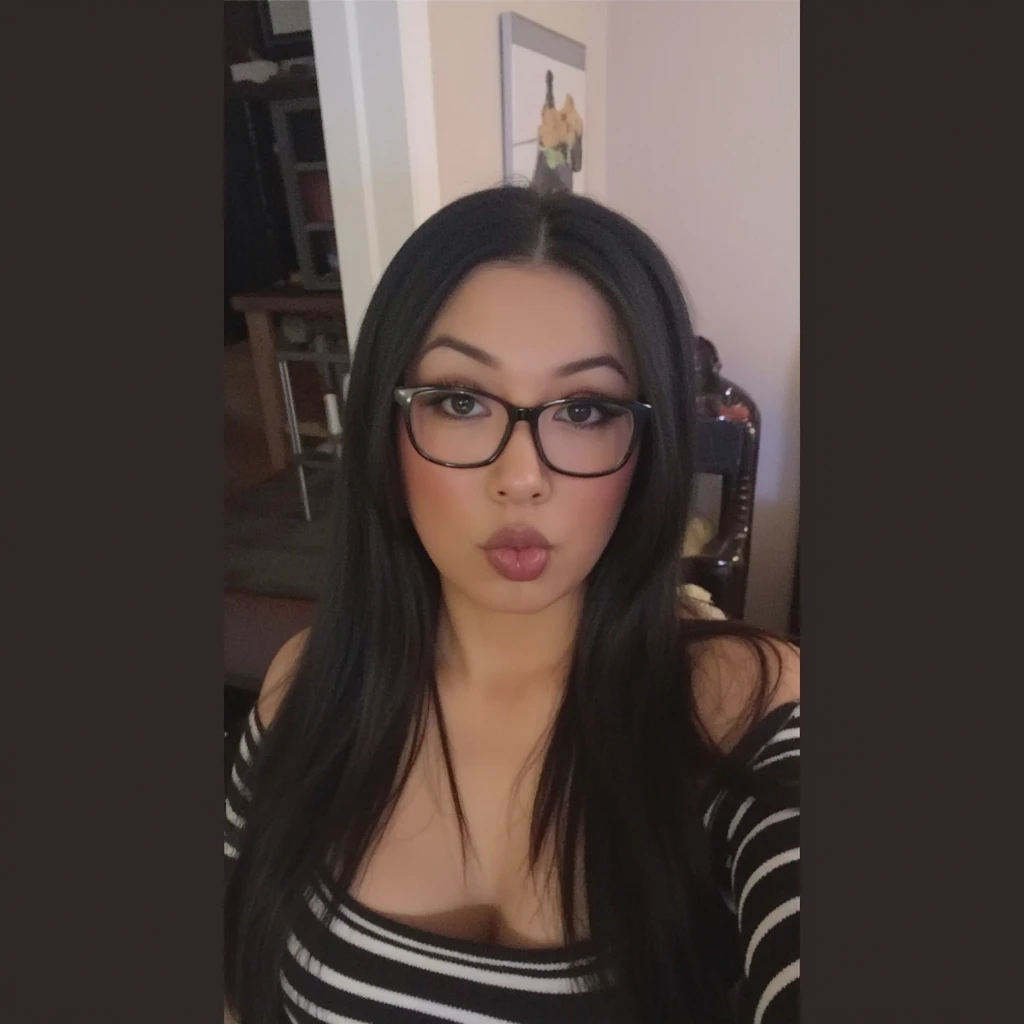 HD, 8k quality, masterpiece, Velma, (1girl, solo girl) dream girl, huge breasts, beautiful face, kissing lips, short bob straight hairstyle, long bangs, perfect makeup, realistic face, detailed eyes, jade green eyes, brunette hair, eyelashes, bedroom, laying on bed, eyes at viewer, orange top, knitted sweater, turtleneck, clear lens glasses, red school girl skirt, excited mood, full body,