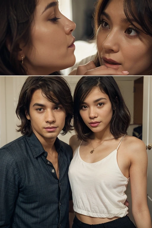 Couple in love ,Man in white T-shirt