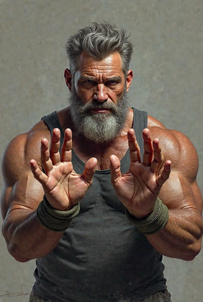 Bodybuilder Old Man With White Beard 