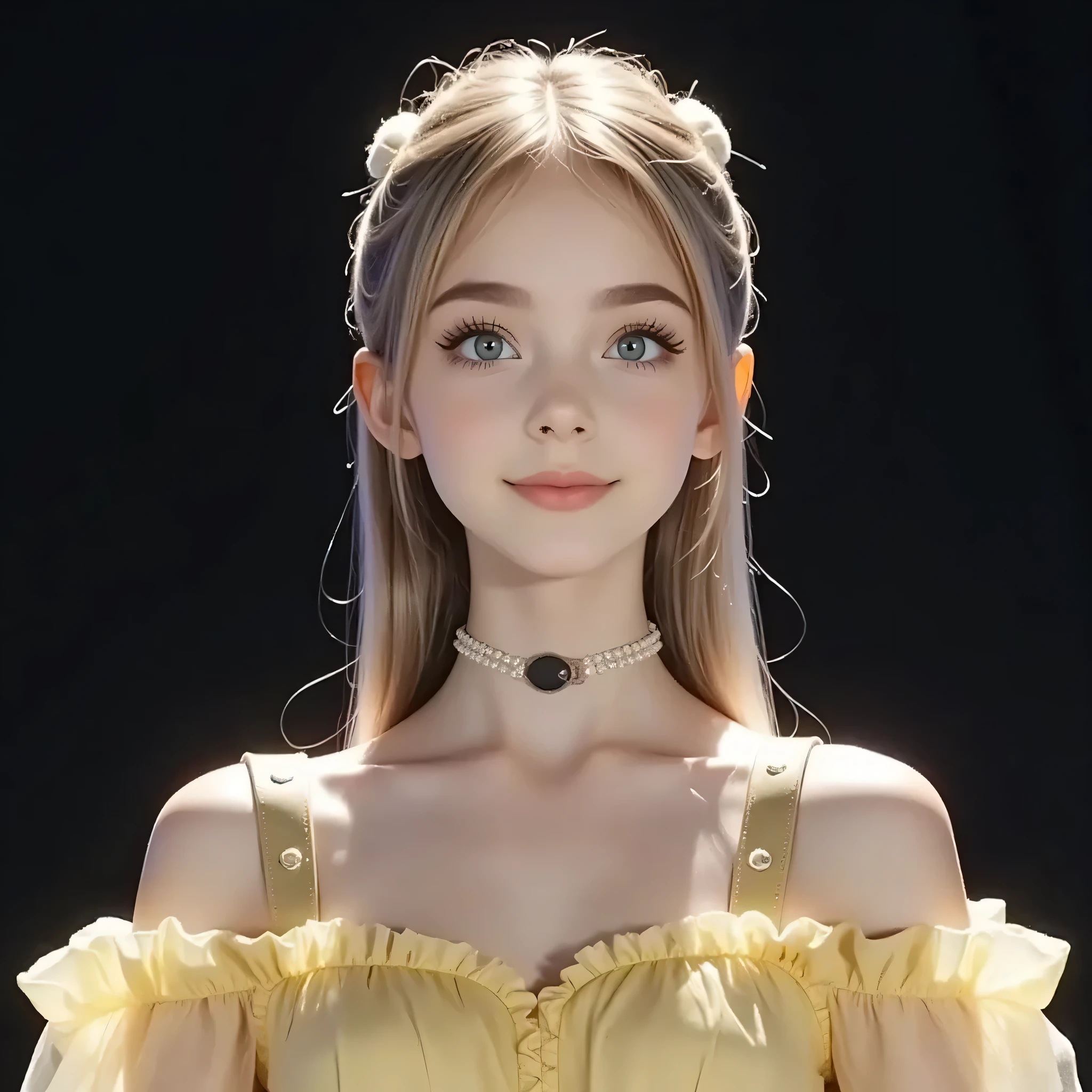 ( masterpiece, is the best quality:1.2), 1 Girl, alone,bedroom background,sideways,yellow dress