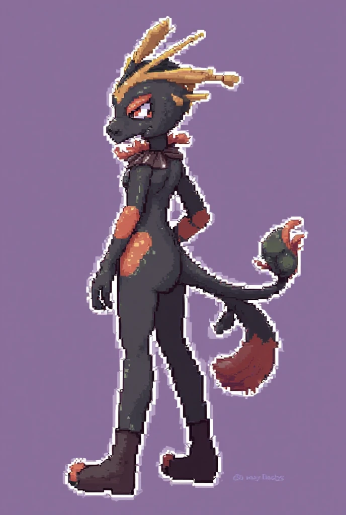 Score_9, score_8_up, score_7_up, flat colors, an Anthro avian crow girl, female, small grey beak, tall, small crow tail, black body, standing, white background, purple eyes, short black emo hair, purple highlights in hair, hands with five fingers, naked, rear view, full body shot, barefoot, bird leg texture, bird arm texture, 5 toes, toe claws