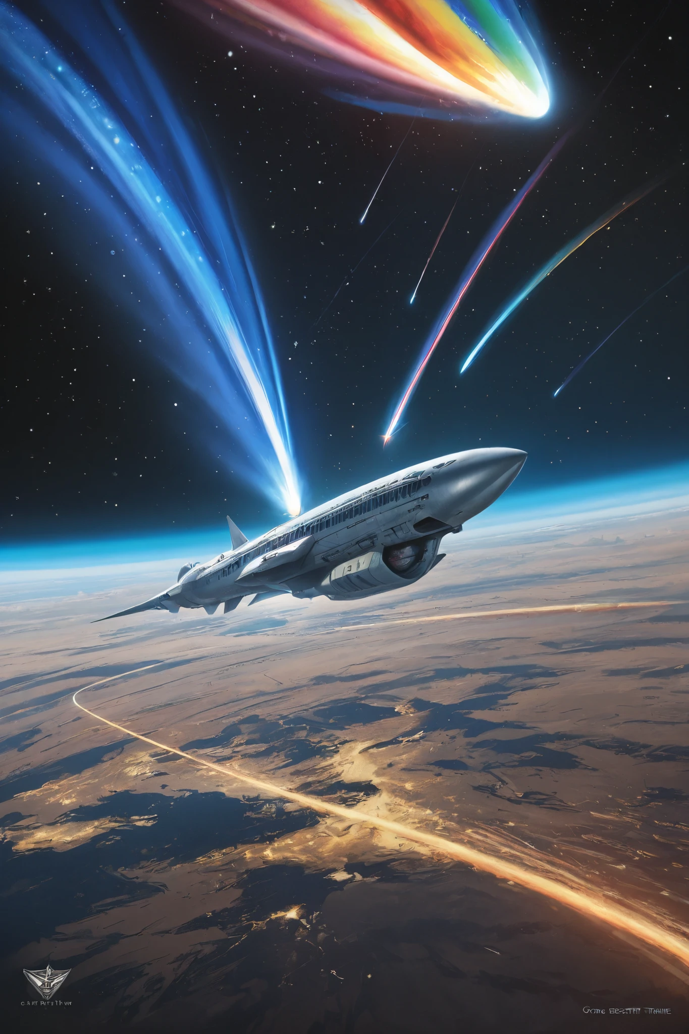 Space ship, captain future, comet, extremely fine and beautiful design, illustration, masterpiece,best quality, high resolution, 8k,
