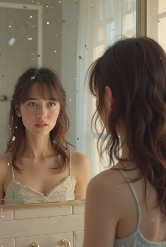 Three Asian women taking a photo in a room, Ulzzang, Three sisters looking in the mirror, 8K)), Popular Korean makeup, Profile picture, beautiful girl, 8K selfie photo, Cute - Nice - Face, Popular Korean makeup, Shision Wu, pretty girl, Korean Girls, avatar Profile picture, sakimichan, very high quality, Surreal Realism, Super polished, high quality, 8K resolution, Diverse styles, Exposing shoulders without exposing breasts,