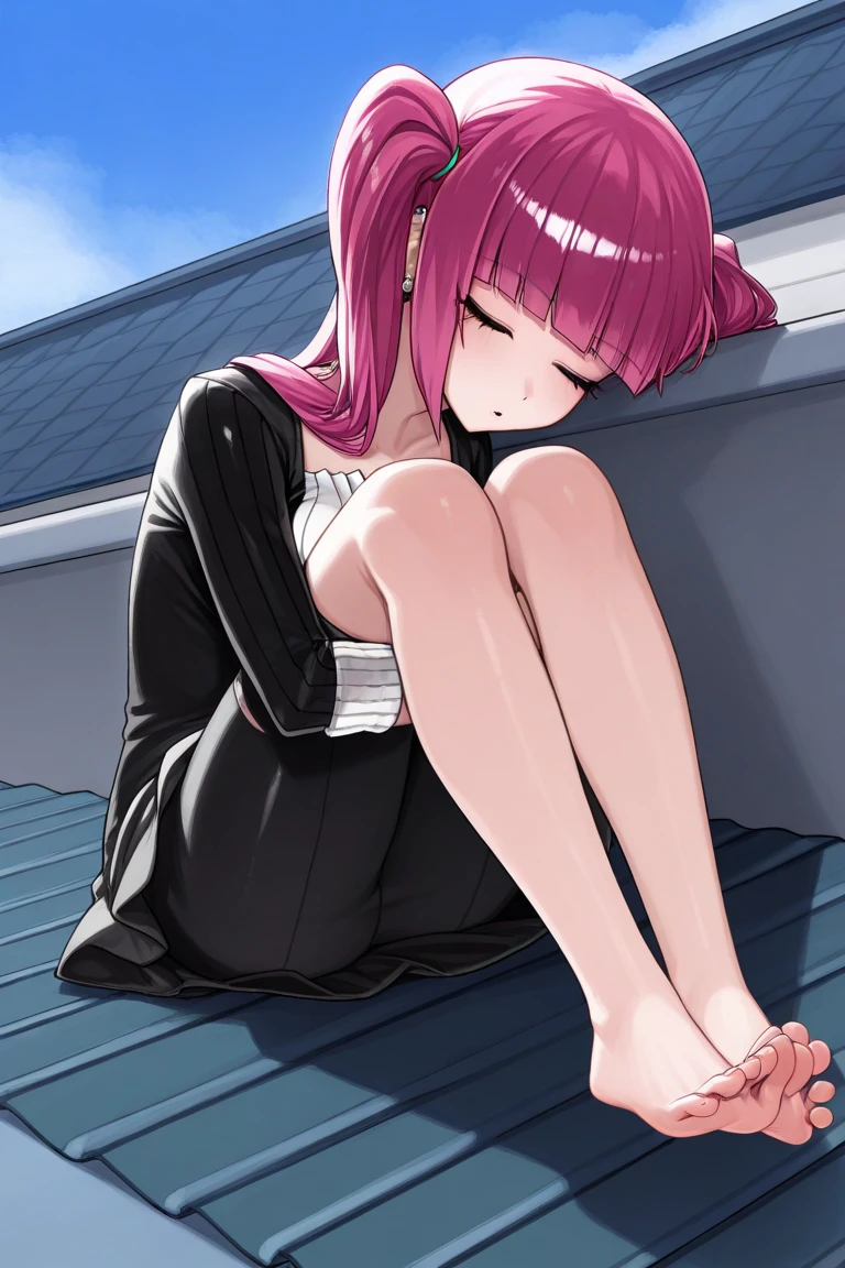 The character Makima from the anime series Chainsaw Man, fragile, full length (Full body 1.1.), dark background, darkness, Correct anatomy 1.1, holds his hands behind his back, correct hand anatomyVery sexy, erotica, very feminine, beautiful figure, legs, buttocks, beautiful body, red hair, orange eyes, Red circles for schoolchildren, summer dress, sexy pose, realistic, very detailed, beautiful body, detailed body, detailed hands, detailed, Vibrating, detailed Face, Makima character design. very detailed, detailed body, detailed hands, detailed Face, anime art, Hugh Details, Very downcast face, detailed eyes, Super thin illustration, best shadow, Fine detail, beautiful detailed glow, beautiful detailed, Extraordinarily beautiful, extremely detailed, inexpressive, epic composition, Anime style. anime art anime art, Anime style,
