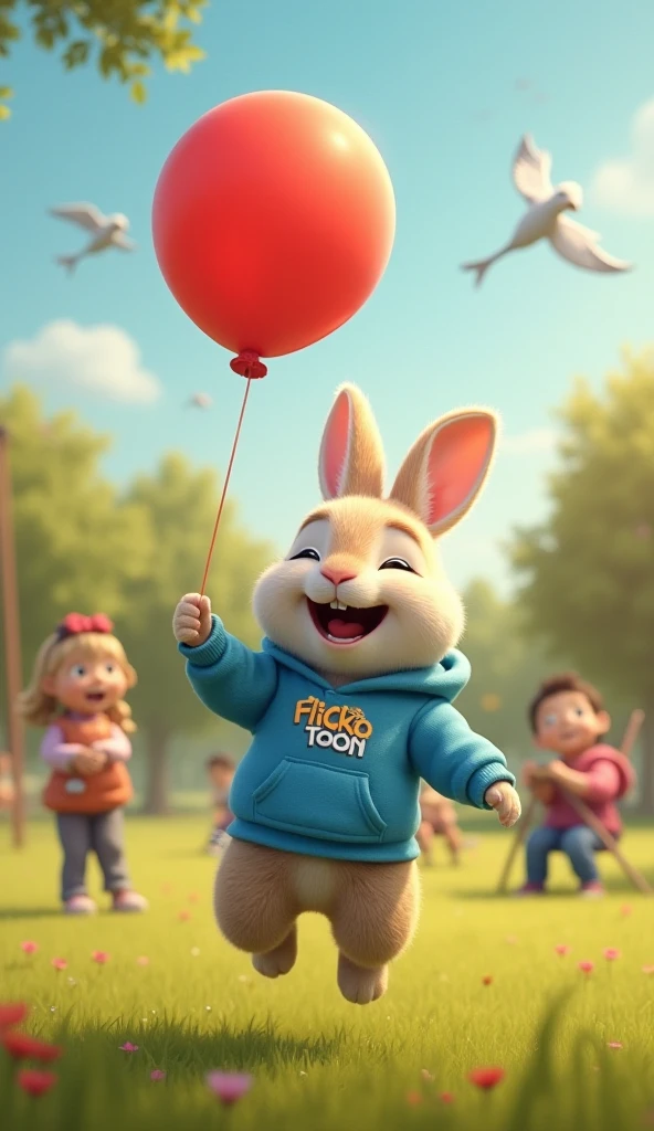 Cartoon or Looney Tunes characters wearing designer clothing, with a brand name on the clothes that says DGOLD KIDS.
The characters are holding balloons that also say DGOLD KIDS, the balloons are colorful, and the letter D is gold colored with a slight shine.