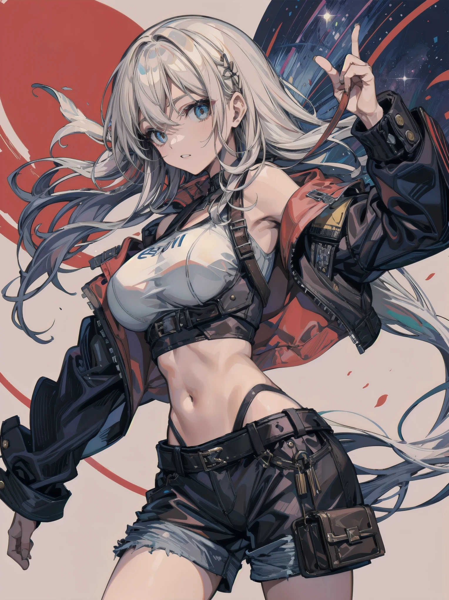 God Eater　Arisa　Platinum Blonde　long hair　Belly button exposed　red and black checked hat　　Beauty