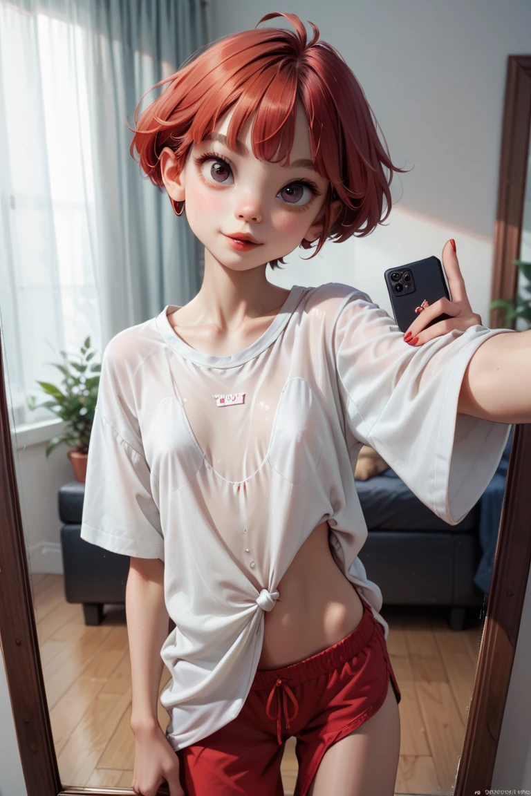photorealistic, realistic photo, 8k, ((highest quality)), ((masterpiece)), (extremely detailed), kukolnydom, doll, (female, 20yo, 20 years old:1.6), solo, ((cowboy shot, standing)), skinny, slim, slender, thin body, (naked shirt, navel, parted lips, green eyes, brown hair, plastic skin, looking at another, glass eyes, gradient eyes, shining eyes, detailed eyes:1.3)