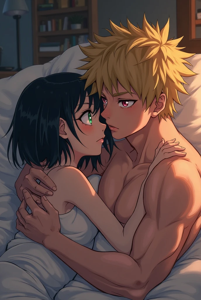 A picture of Bakugou and Deku in bed doing it