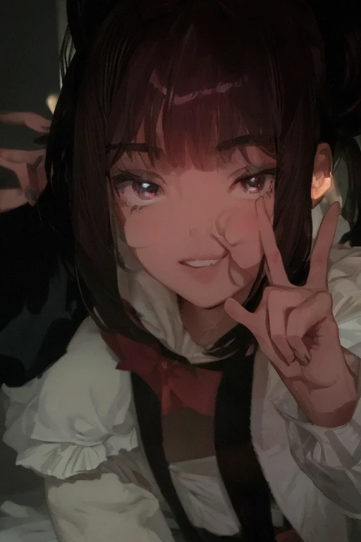 4k,8k,high resolution,photo real,masterpiece, best quality,1girl,azki_(hololive), 1girl, solo, multicolored hair, pink hair, purple eyes, black hair, hair between eyes, white dress, brown dress, brown jacket, jewelry, long sleeves, x hair ornament, bangs, bracelet, long hair, streaked hair, hairclip, large breasts,open mouth wide,pov,stick tongue out,(saliva drop,saliva trail,water drop on glass:1.5),tongue on glass,drool,from below,face focus,