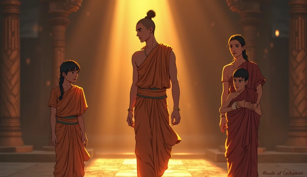 art work illustration acharya chanakya with chandragupta maurya poster design
